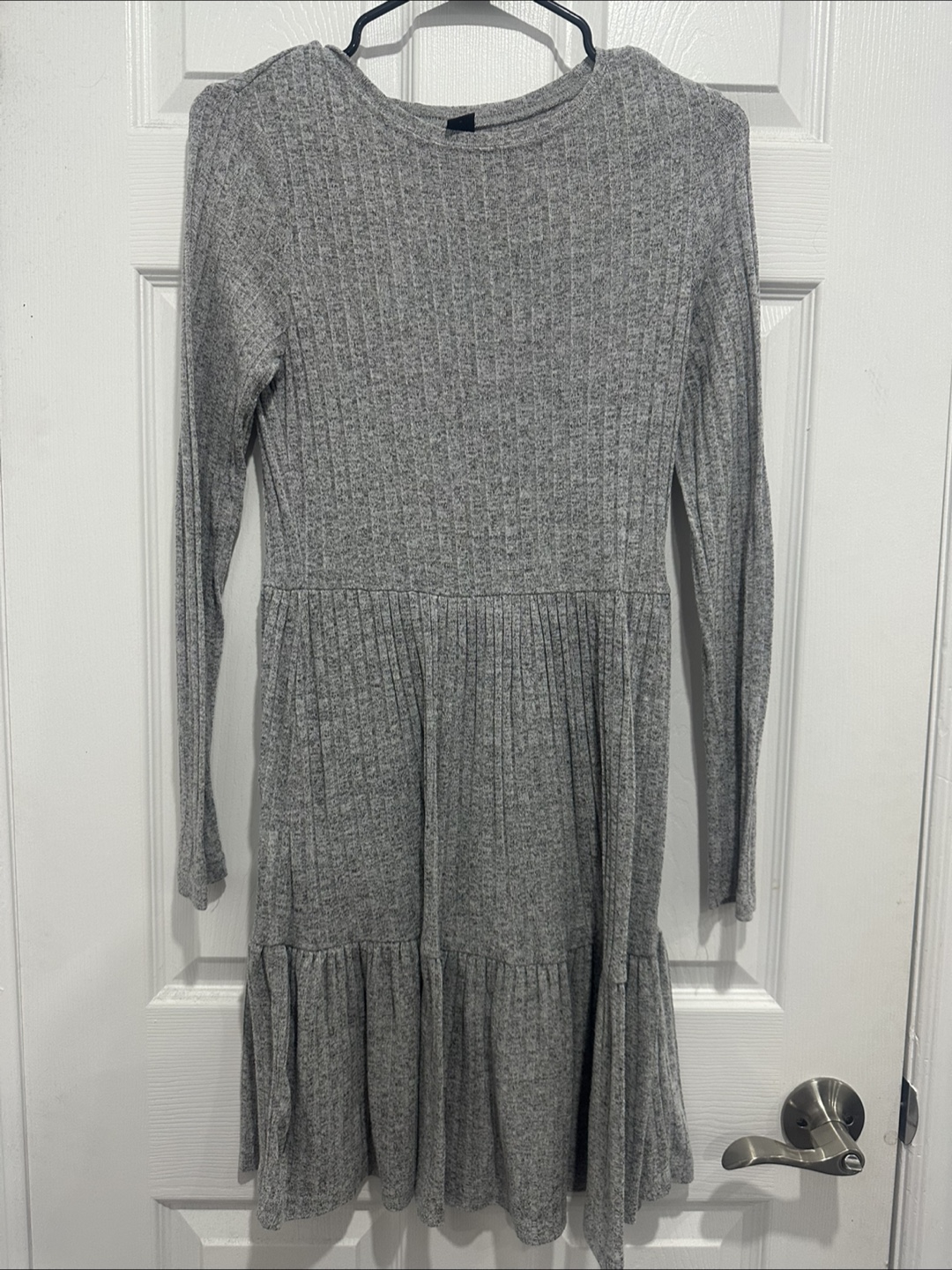 SHEIN Grey Ribbed Long Sleeve Dress
