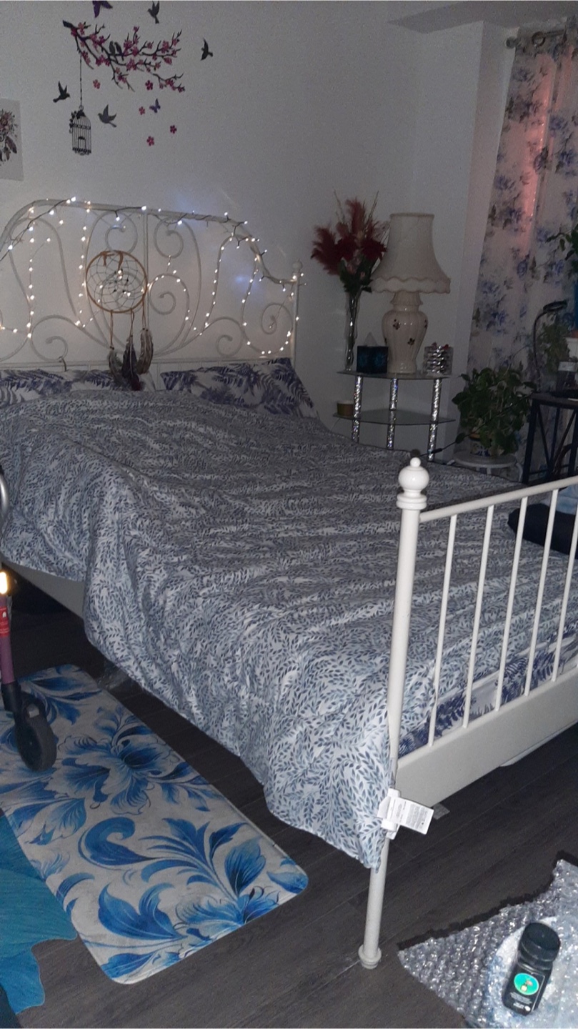 Queen Size White Metal Bed Frame - photo 2