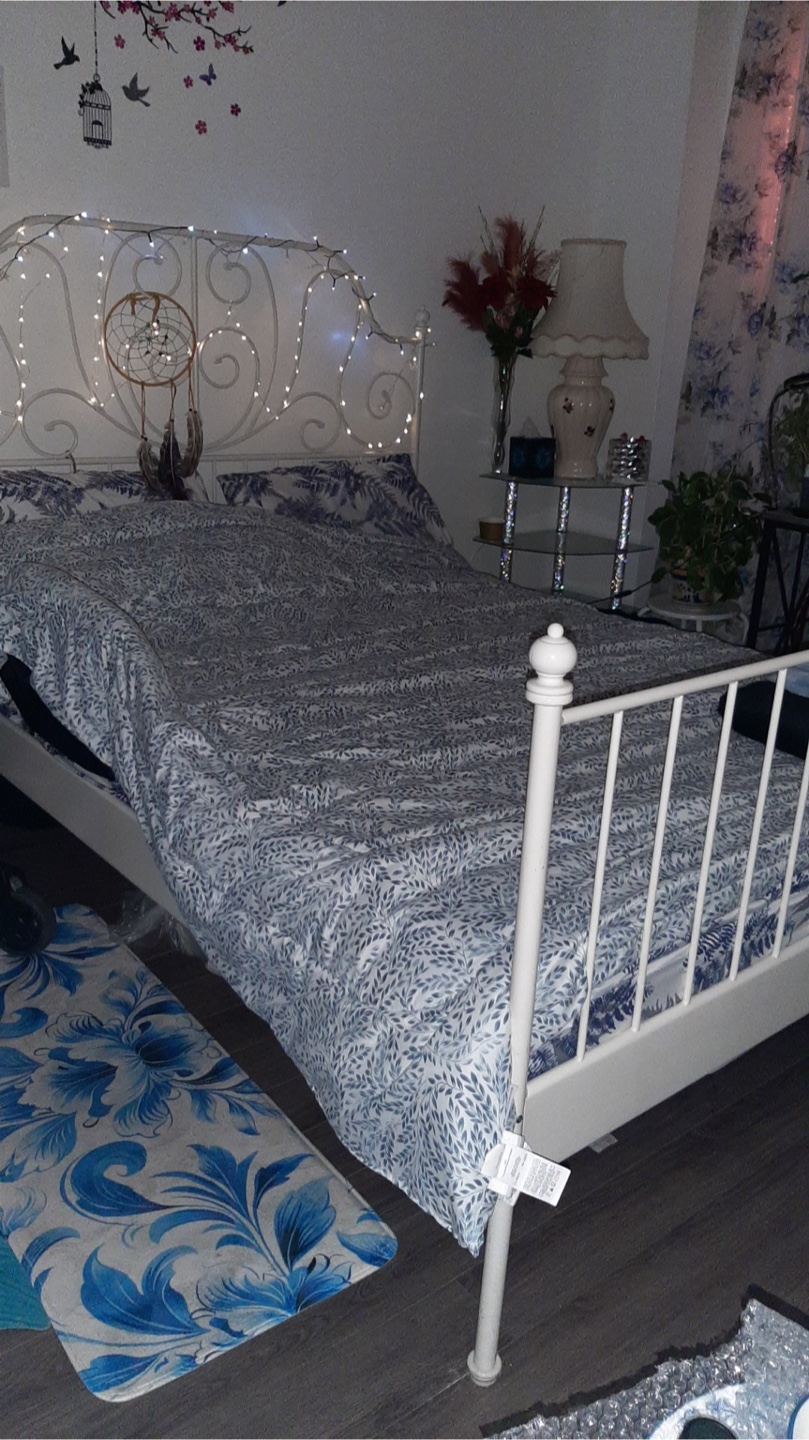 Queen Size White Metal Bed Frame - photo 3