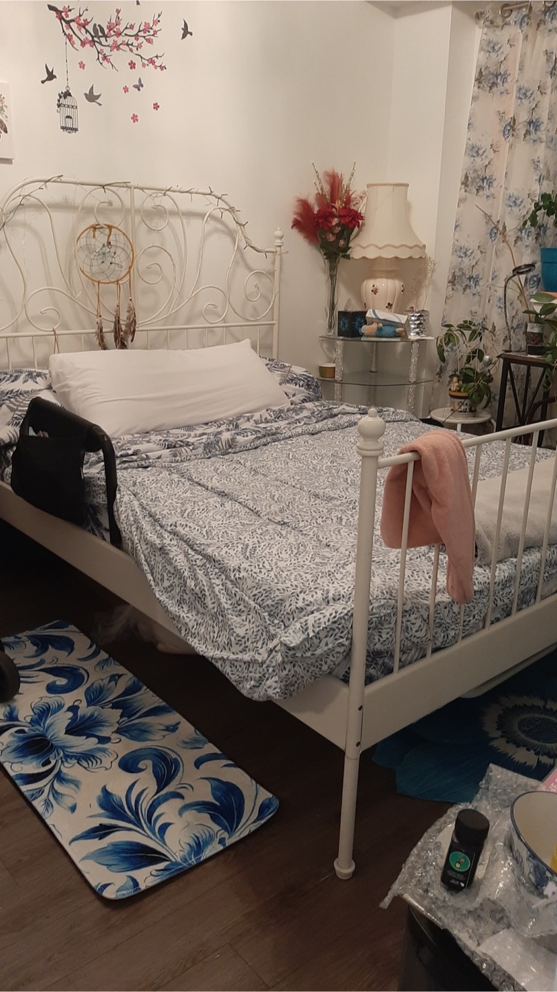 Queen Size White Metal Bed Frame