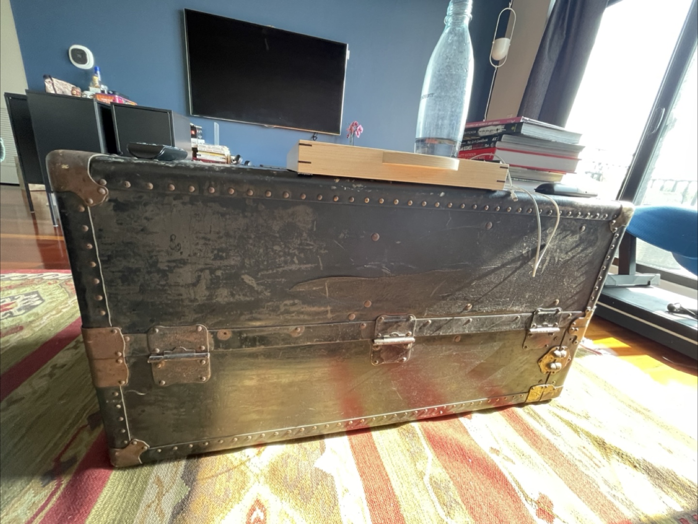 Vintage Black Steamer Trunk