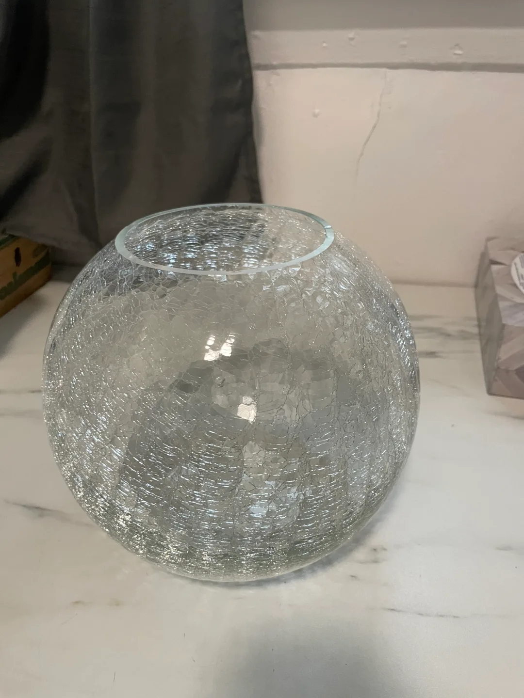 Crackle Glass Round Vase thumbnail