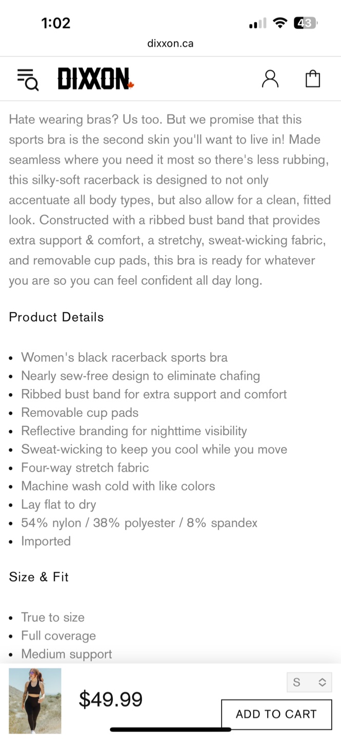Dixxon - Black Seamless Sports Bra - Large - photo 3