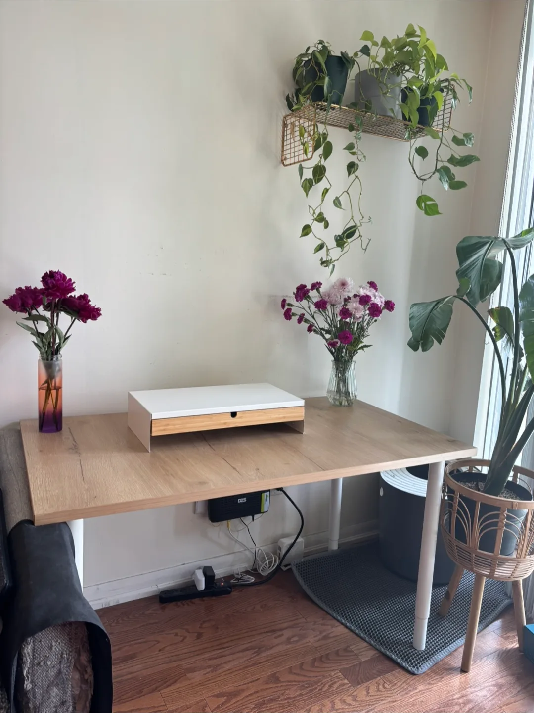 Light Wood Desk with free Monitor Stand and Drawer thumbnail