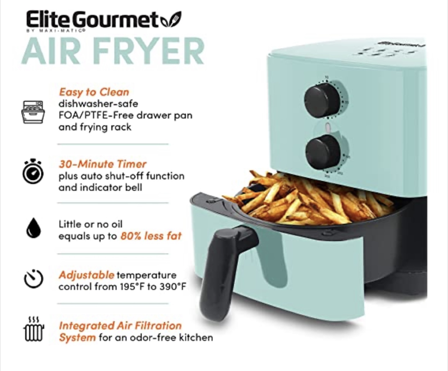 Elite Gourmet Air Fryer RED - photo 3