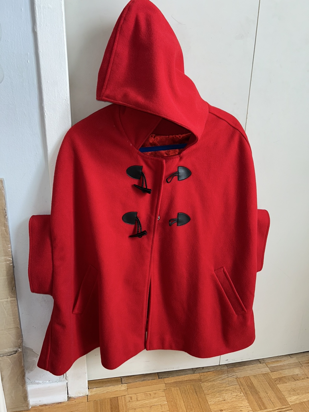 Red Cape with Hood and Bow Detail