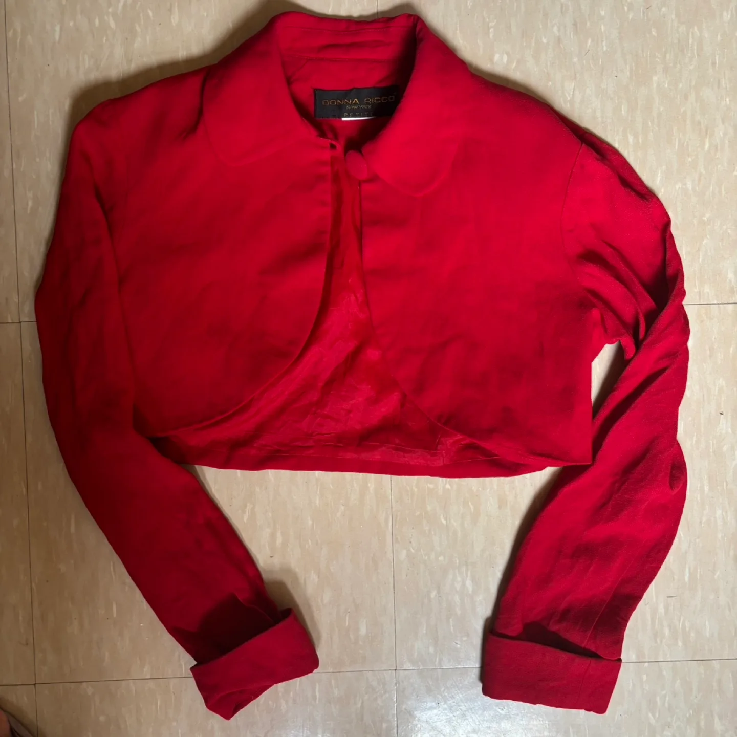 Donna Ricco Red Cropped Jacket🥕💚 thumbnail