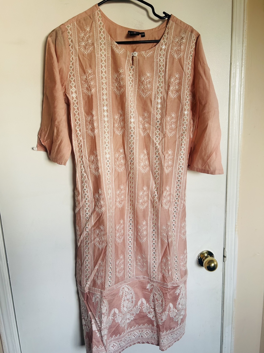 Pink embroidered tunic and pant set