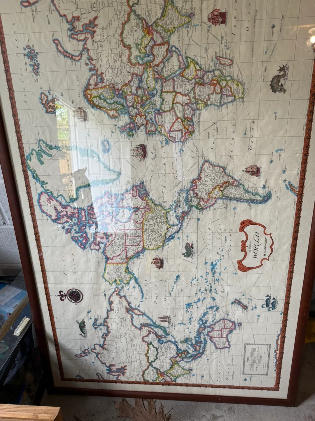 Vintage Framed World Map thumbnail