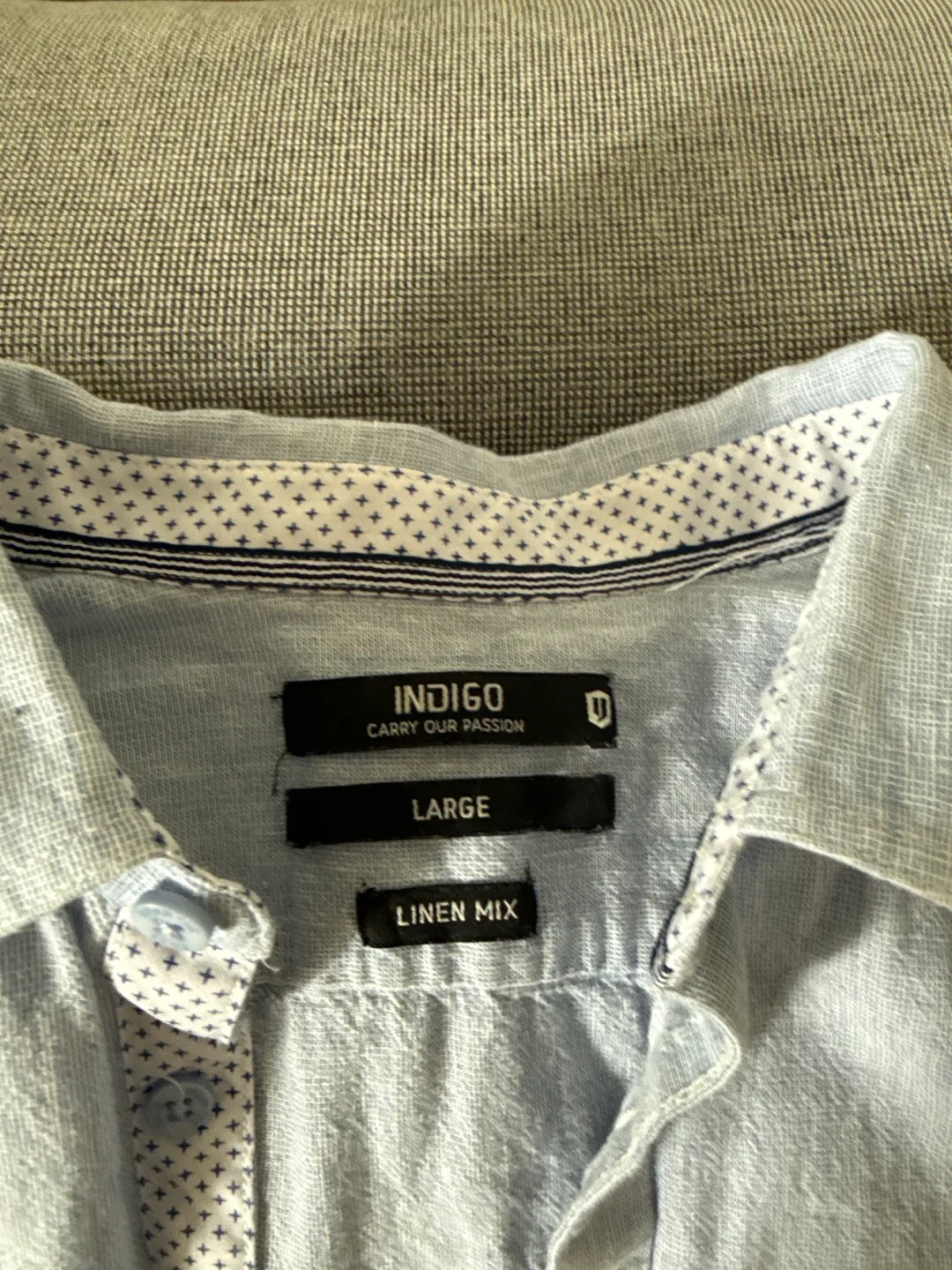 Indigo Linen Mix Short Sleeve Shirt - Large image indicator(2)