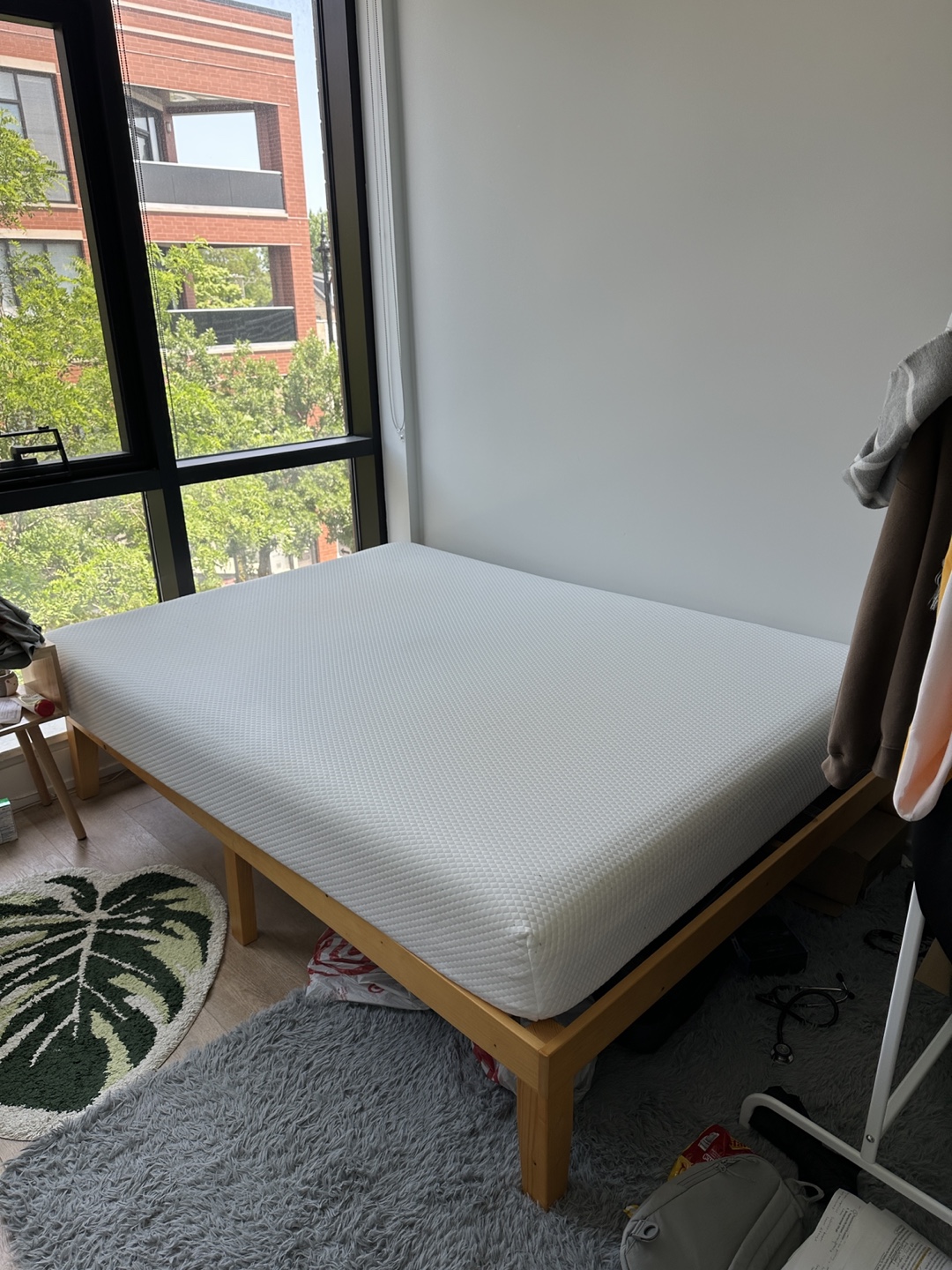 Queen Sized Mattress w/ Wooden BedFrame