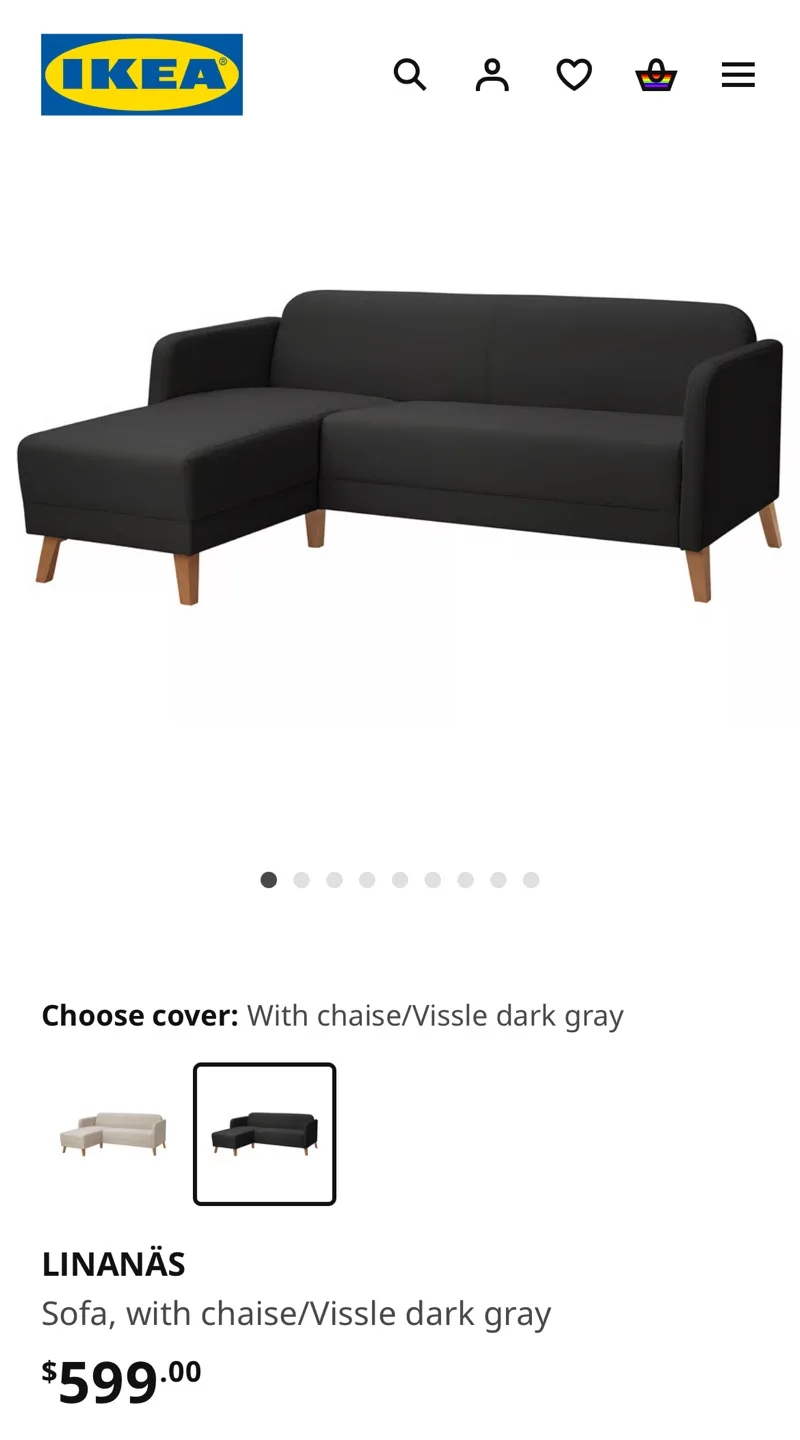IKEA LINANÄS Sofa with Chaise thumbnail