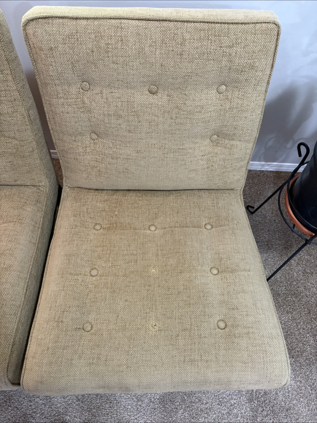 Pair of Button-Tufted Armless  Accent Chairs - photo 4