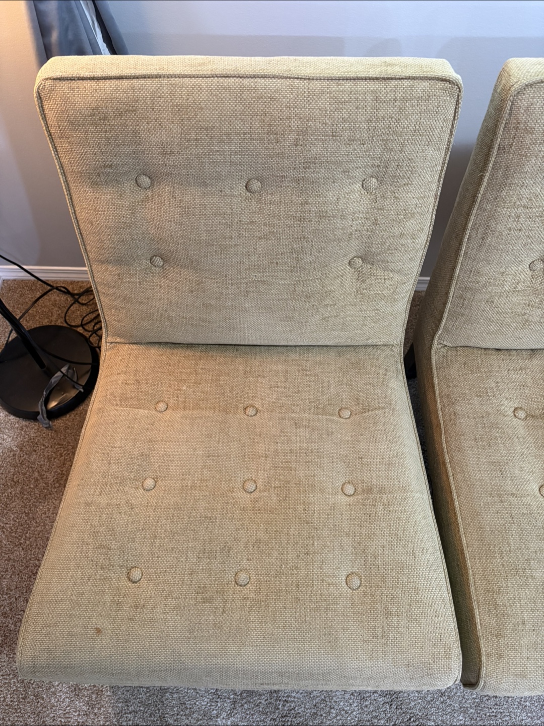 Pair of Button-Tufted Armless  Accent Chairs - photo 3