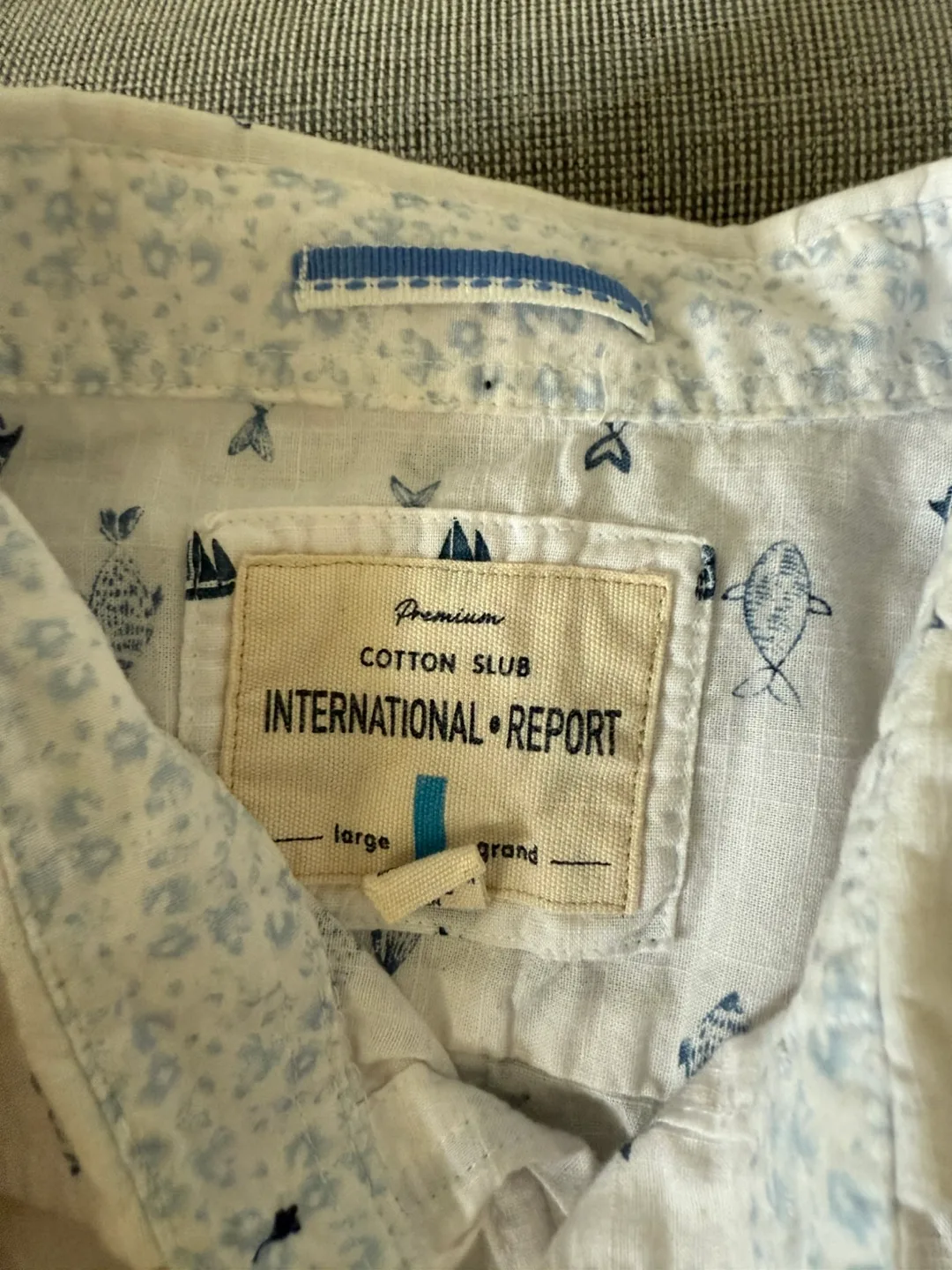 Men’s Button down cotton Fish Print Shirt - Large image indicator(3)