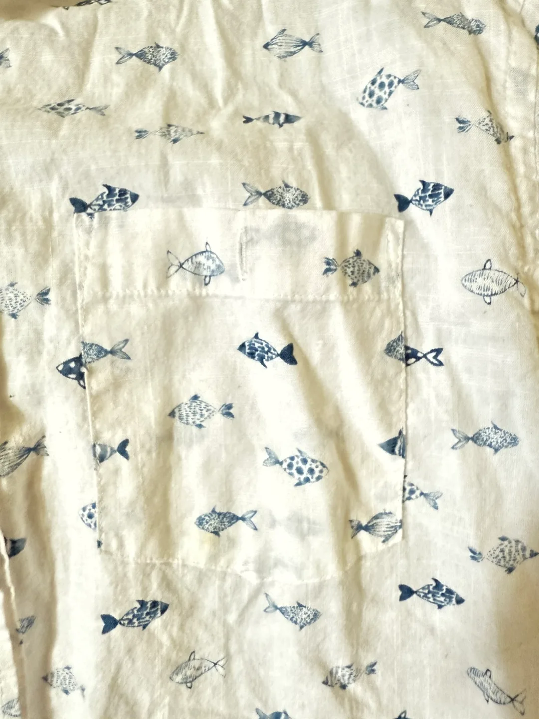 Men’s Button down cotton Fish Print Shirt - Large image indicator(2)