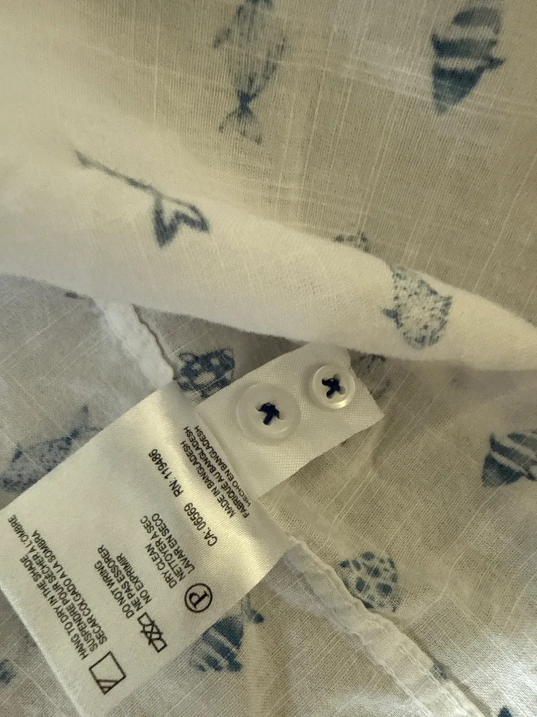 Men’s Button down cotton Fish Print Shirt - Large image indicator(4)