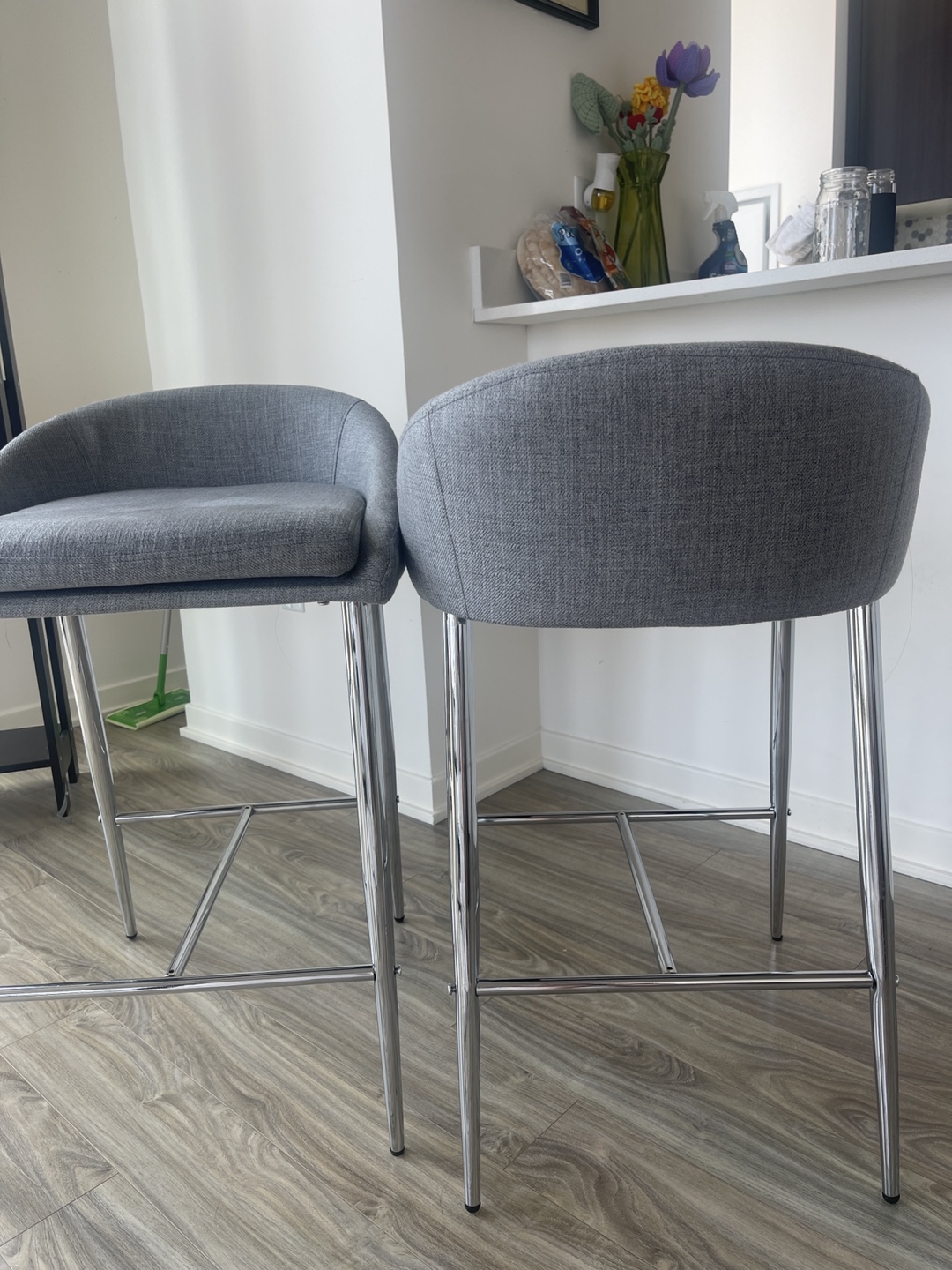 Gray Upholstered Bar Stools - photo 2