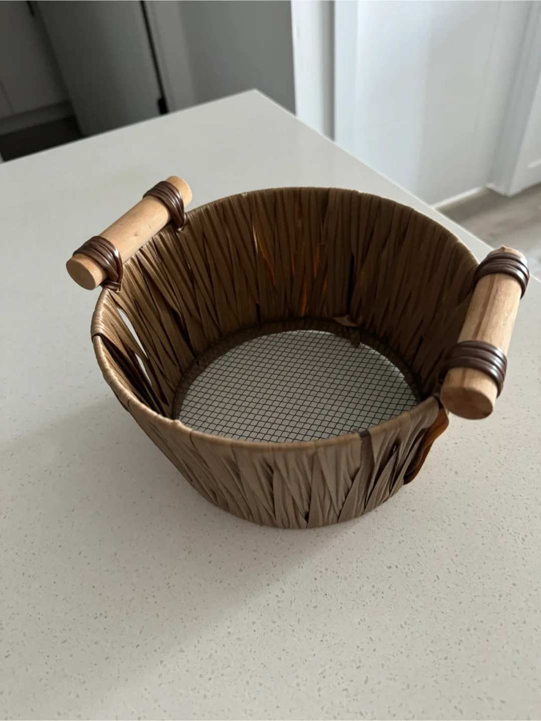 Woven Basket With Wooden Handles thumbnail