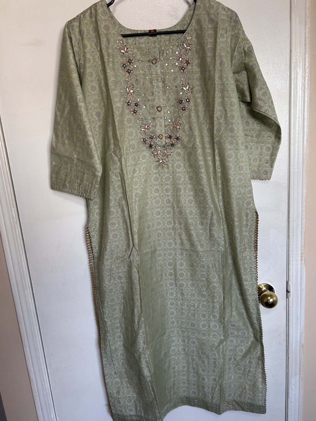 Embroidered Floral Print Kurta Suit