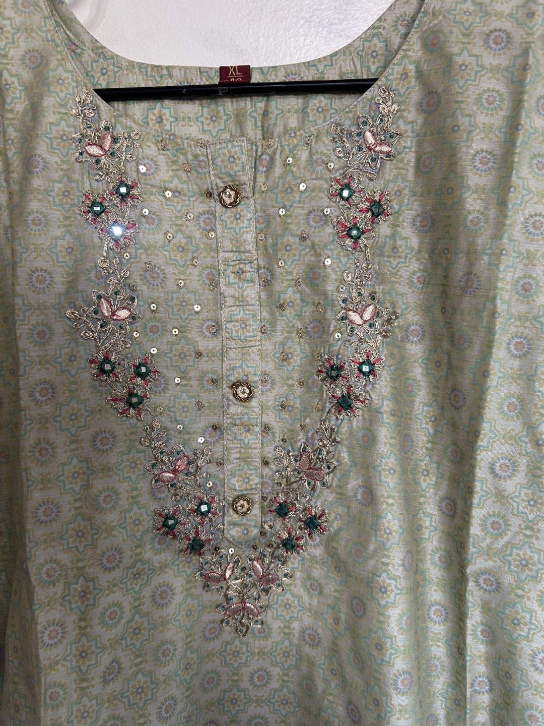 Embroidered Floral Print Kurta Suit - photo 2