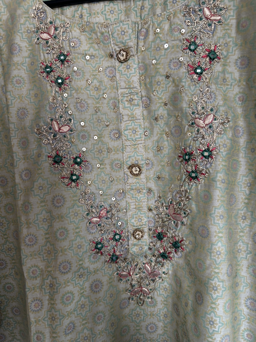 Embroidered Floral Print Kurta Suit - photo 3