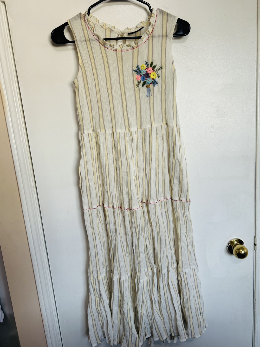 Striped Sleeveless Dress With Embroidery - photo 2