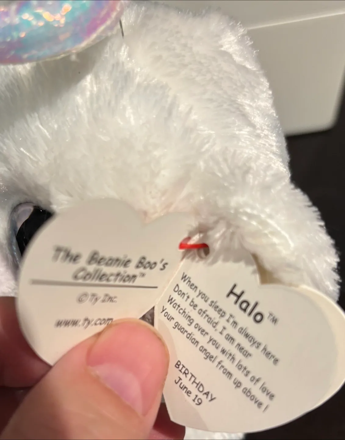 Ty Beanie Boos 2014-Halo Angel Bear Plush Soft Toy 6" - Retired image indicator(3)