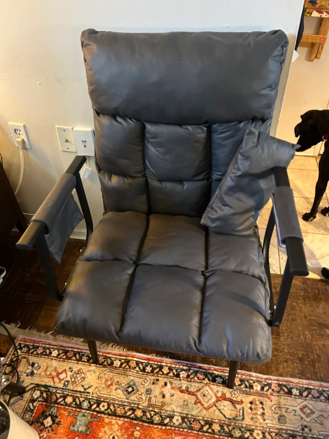 Convertible grey chair/chaise lounge/bed thumbnail