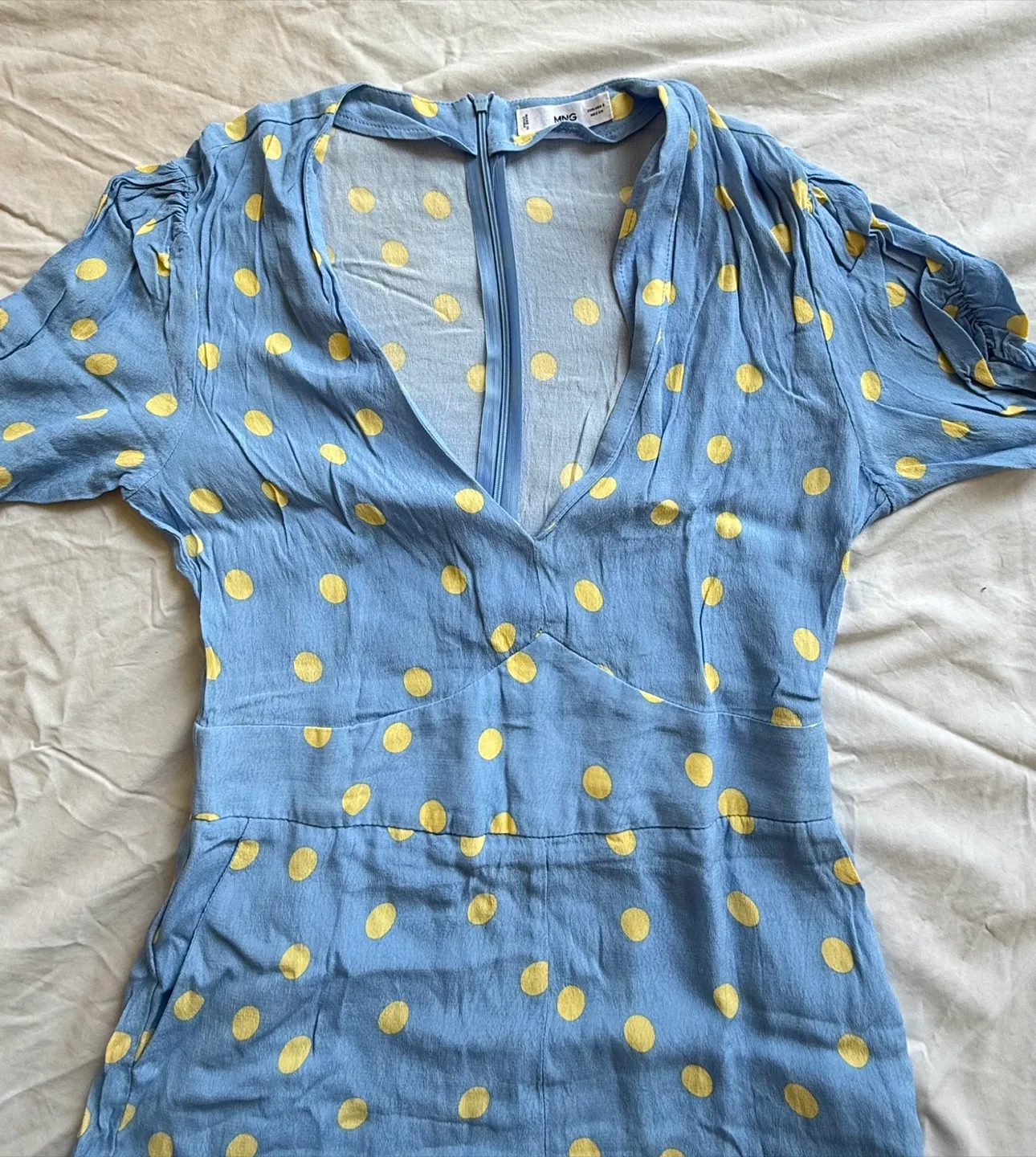 Blue Romper with Yellow Polka Dots thumbnail