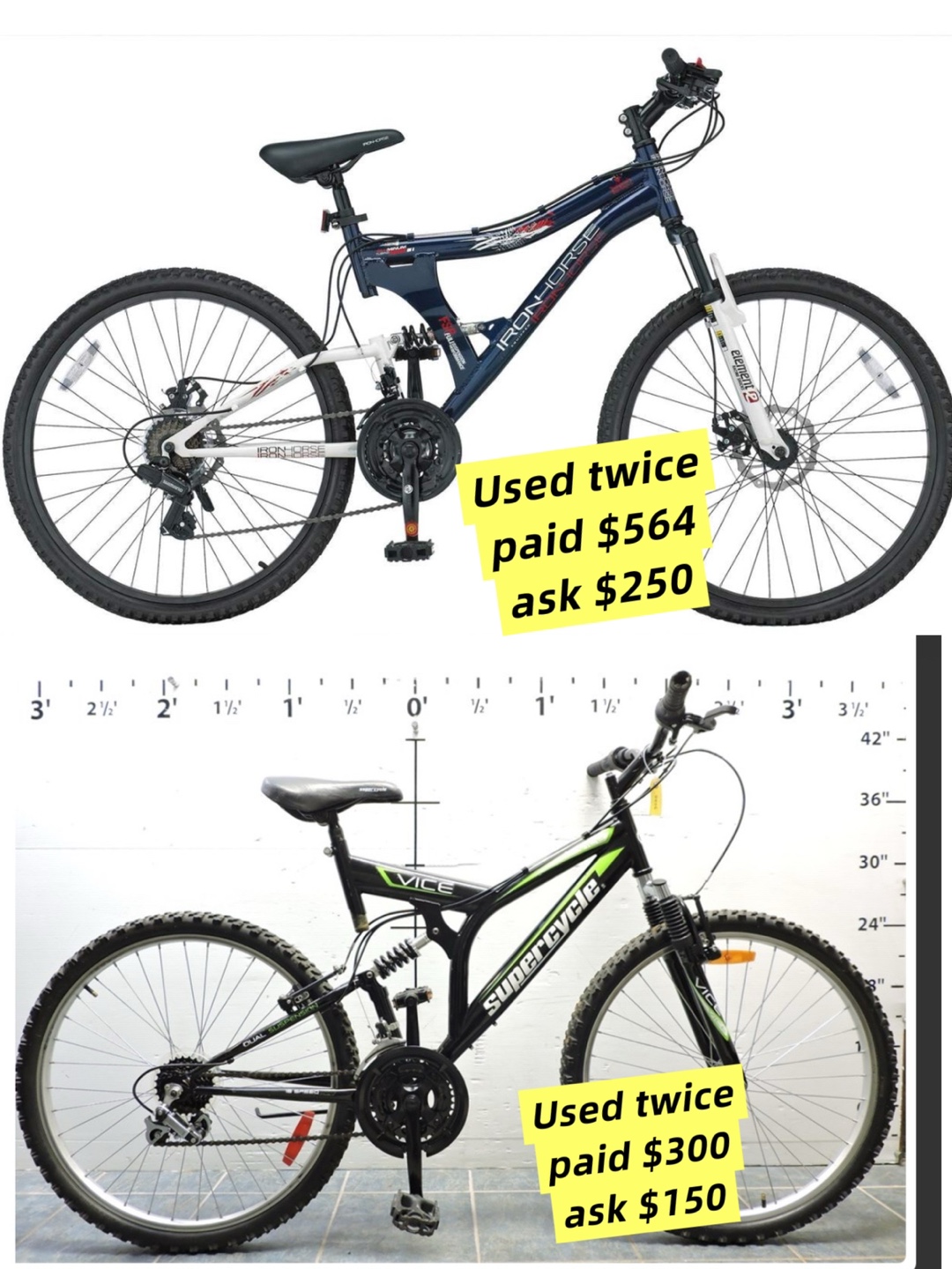 Two Lightly Used Mountain Bikes for Sale  | Dual Suspension