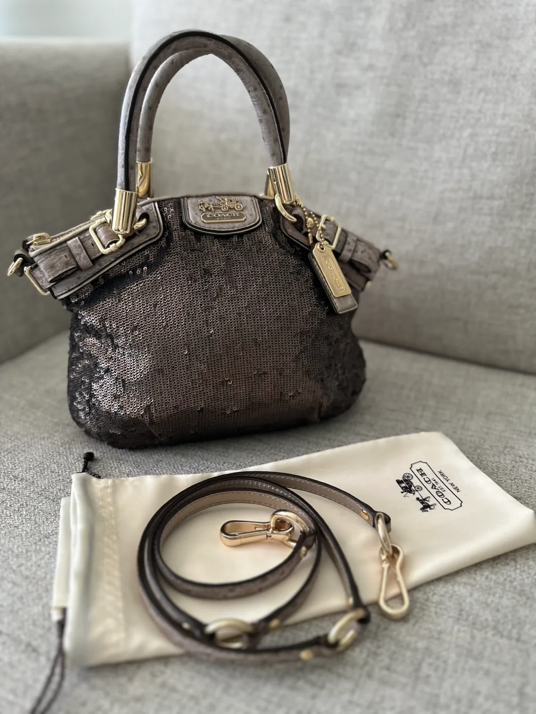 Coach Madison Sophia Mini Sequin Satchel bag. image indicator(2)