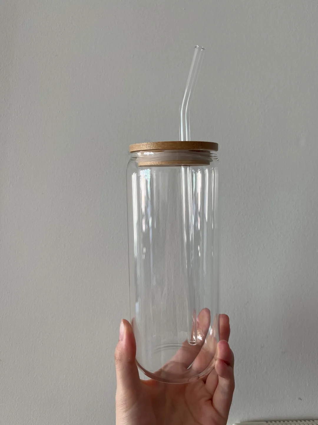 Glass Tumbler with Bamboo Lid and Glass Straw 🥕 thumbnail