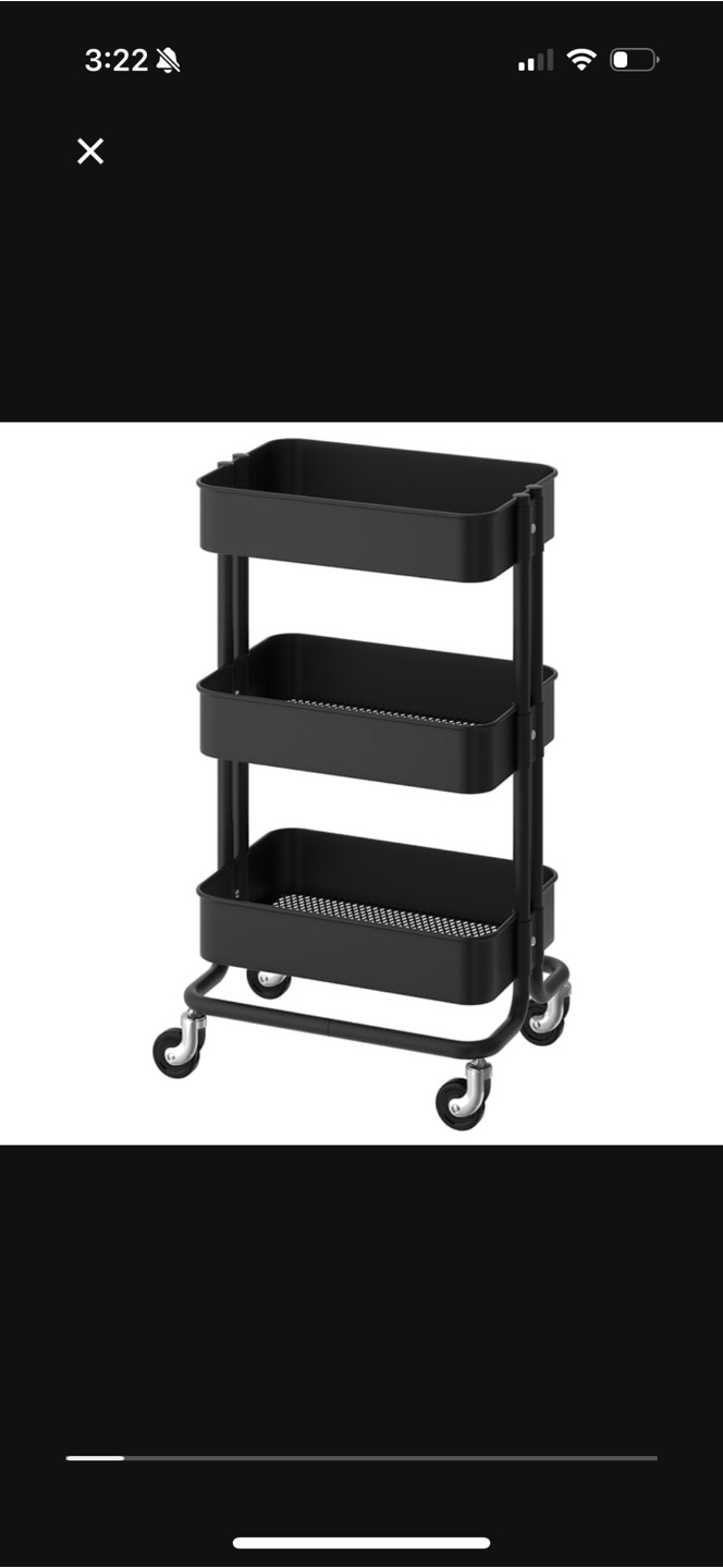 IKEA RASKOG Black Rolling Cart