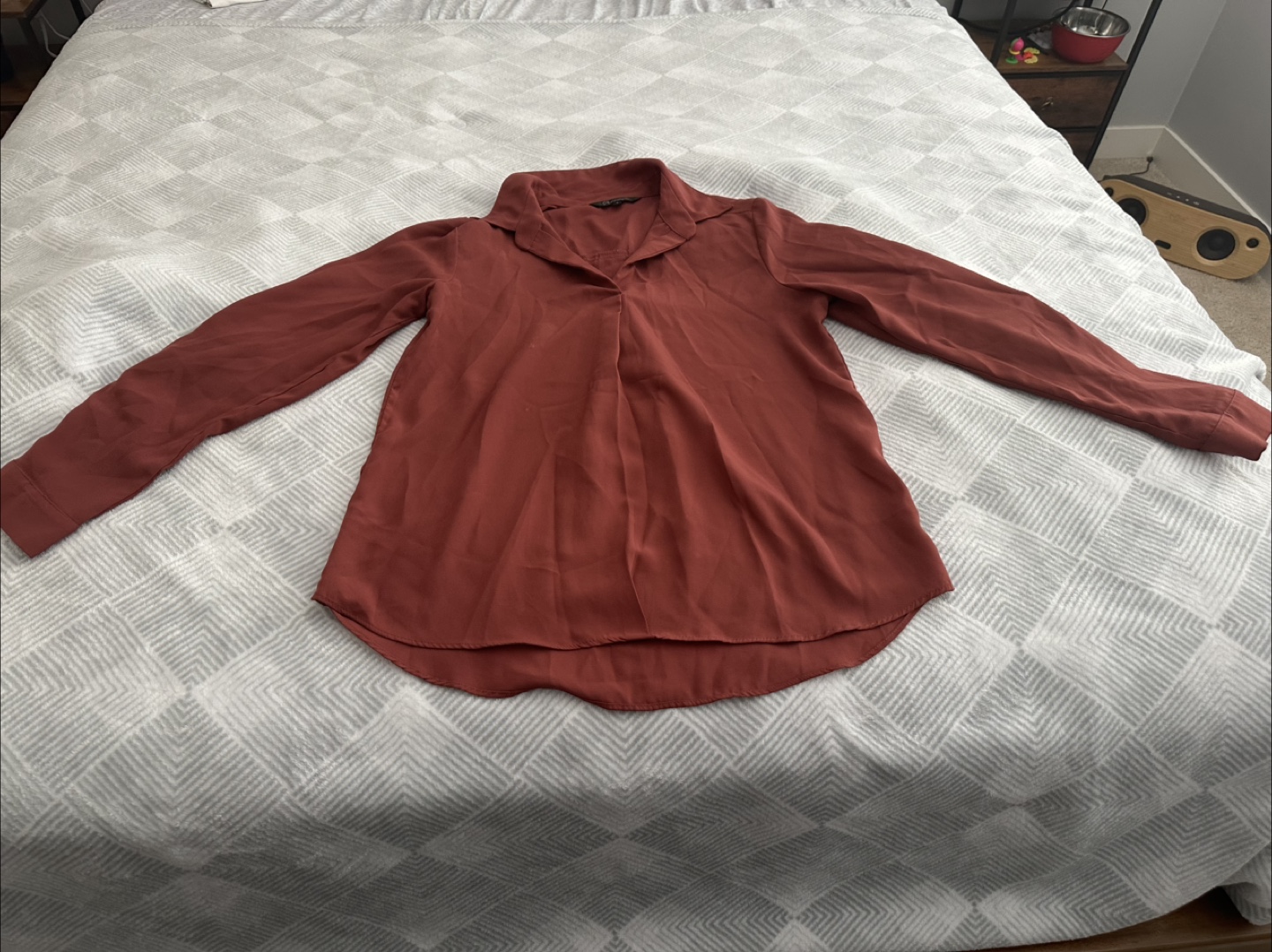 Rust-Coloured Collared Shirt Top - photo 2