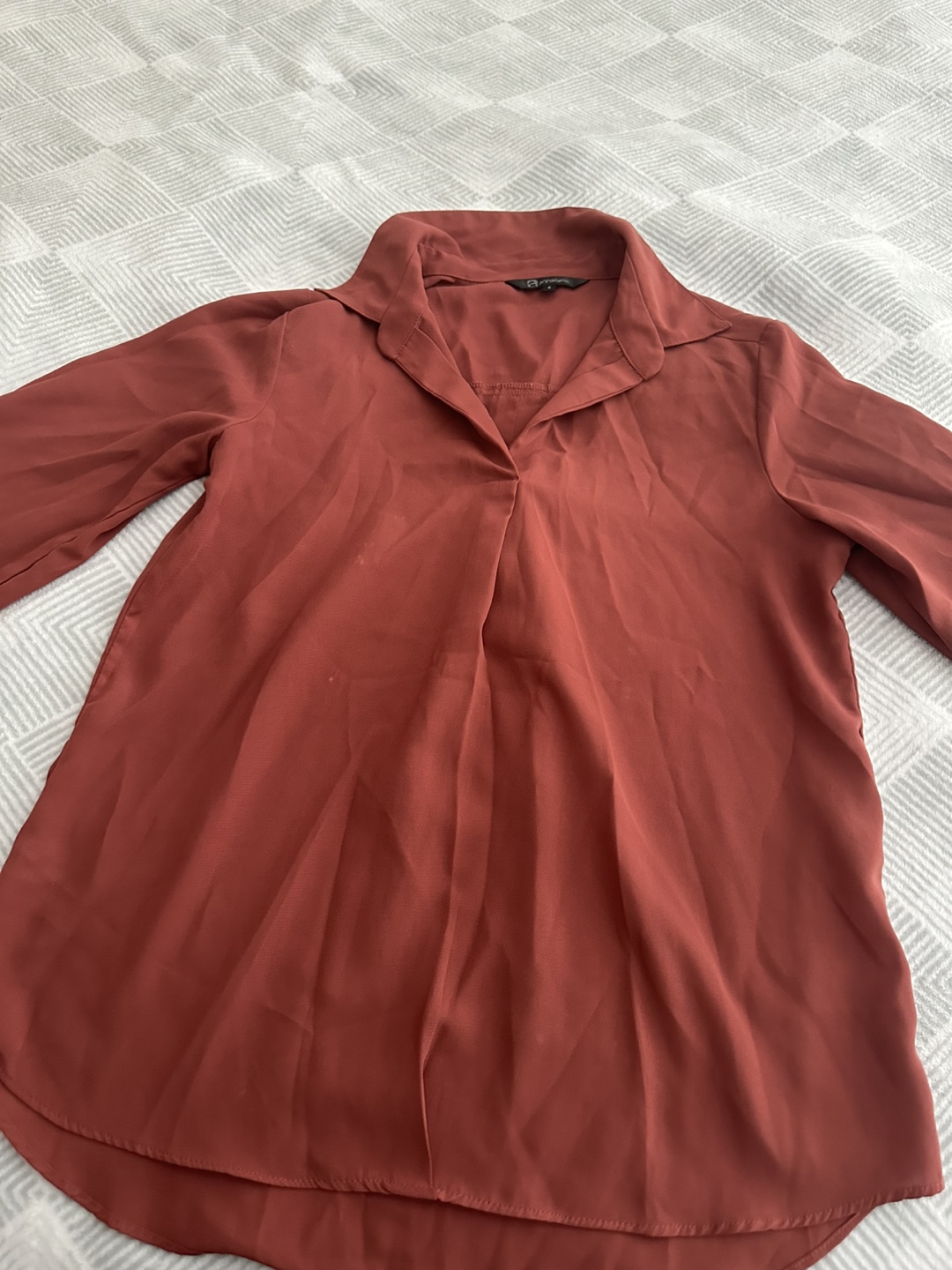 Rust-Coloured Collared Shirt Top