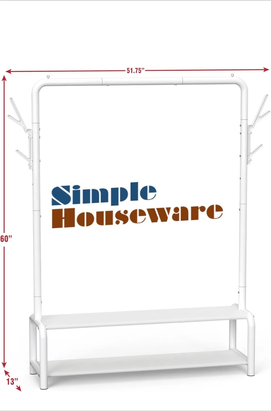 Simple Houseware White Clothing Rack thumbnail