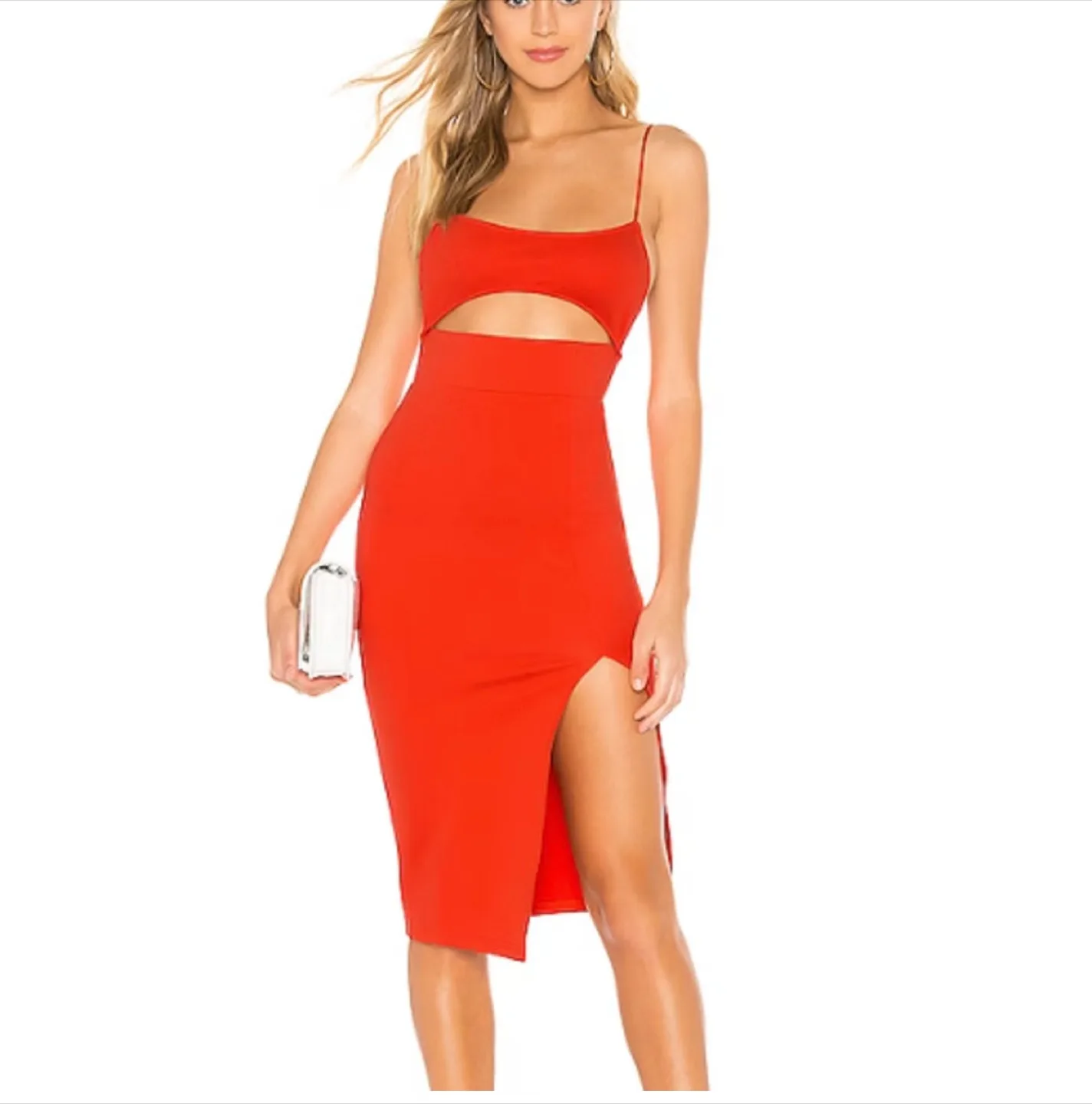 Revolve Superdown Trista Red Cut Out Midi Dress - NWT size M thumbnail