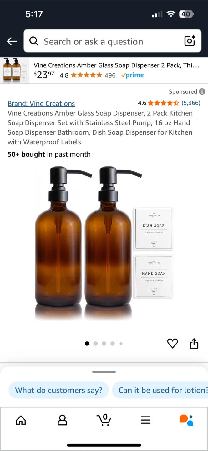 Vine Creations Amber Glass Soap Dispensers image indicator(3)