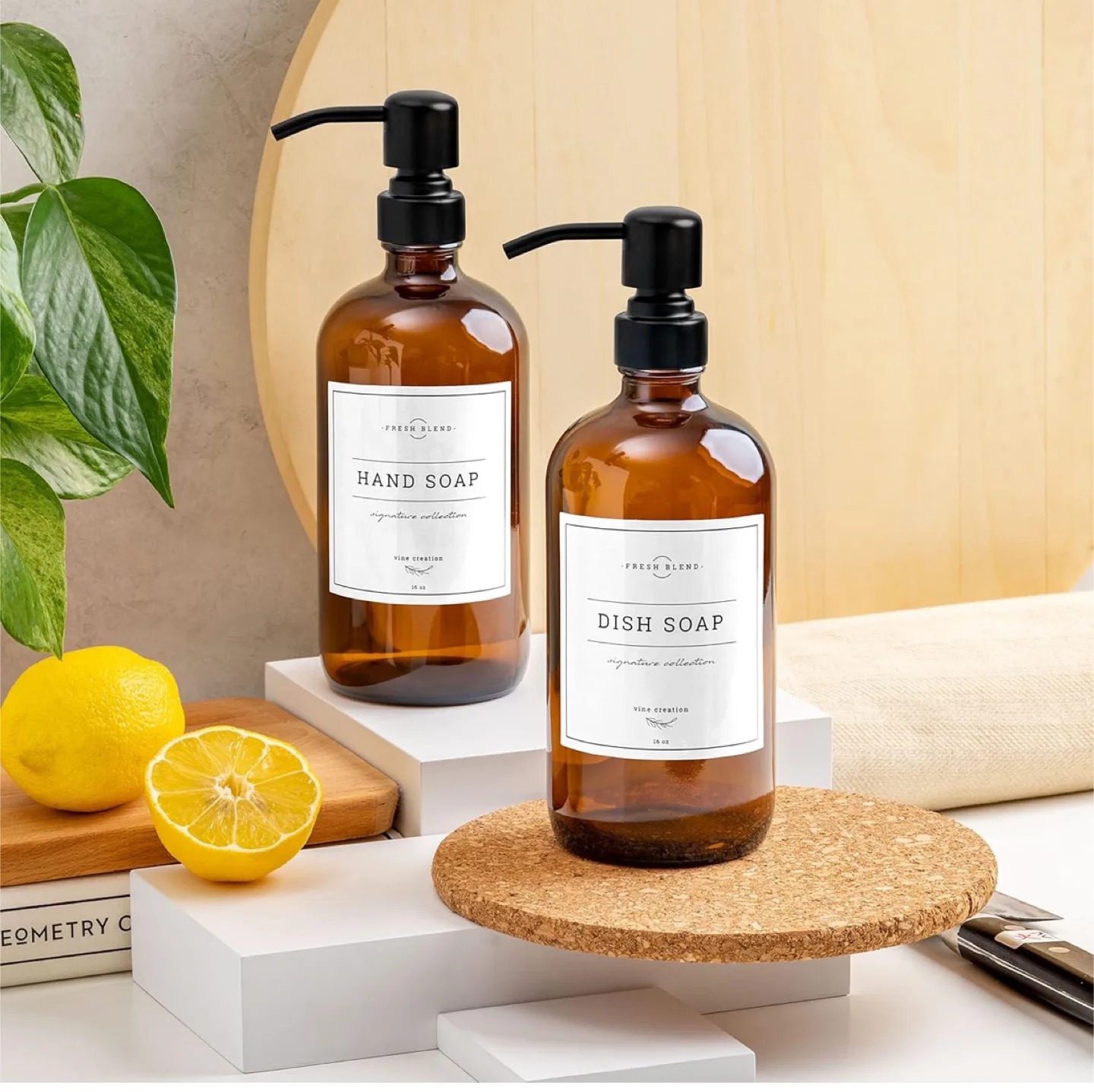 Vine Creations Amber Glass Soap Dispensers image indicator(5)