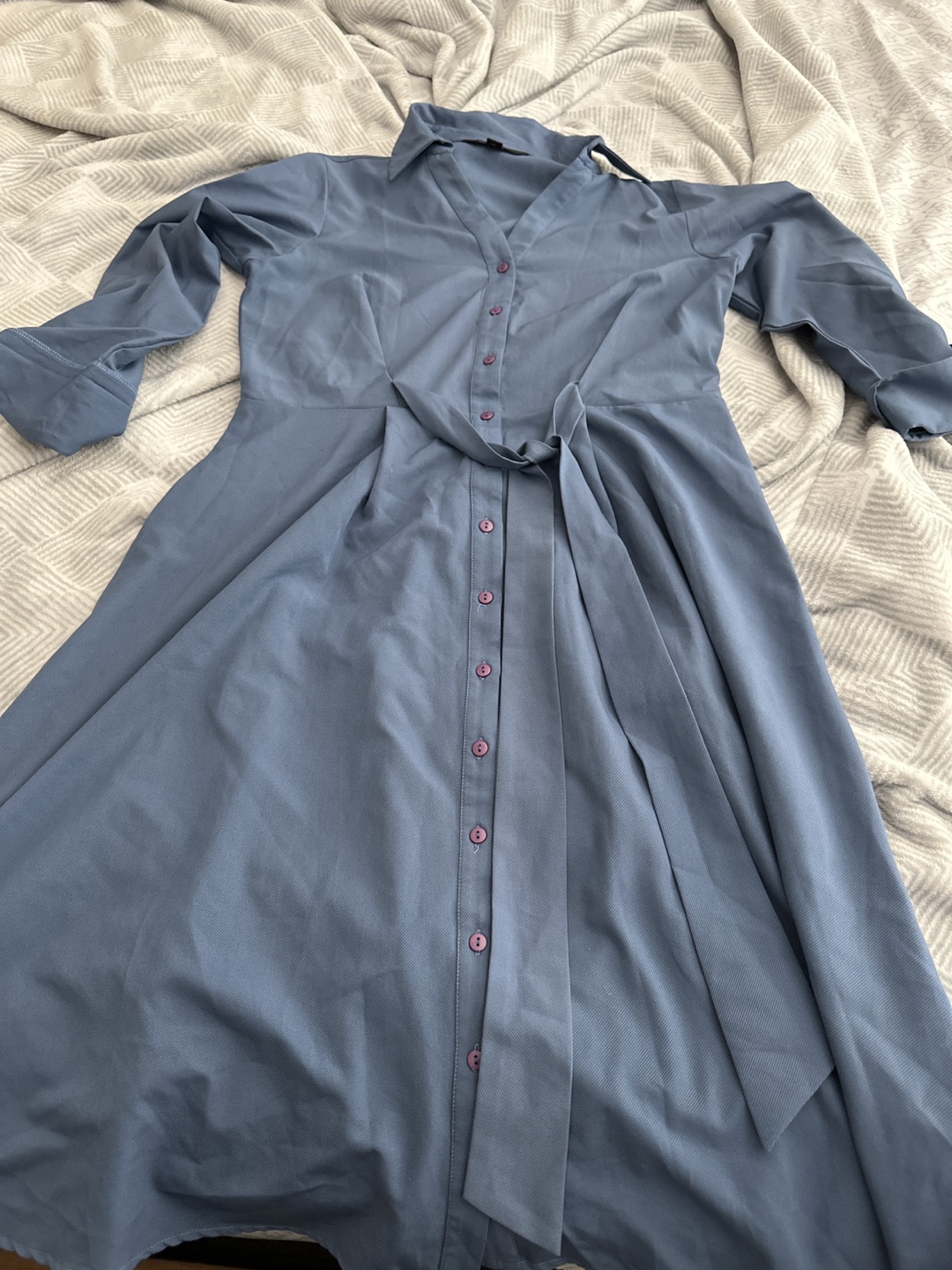 Button-Up Dress with Tie
