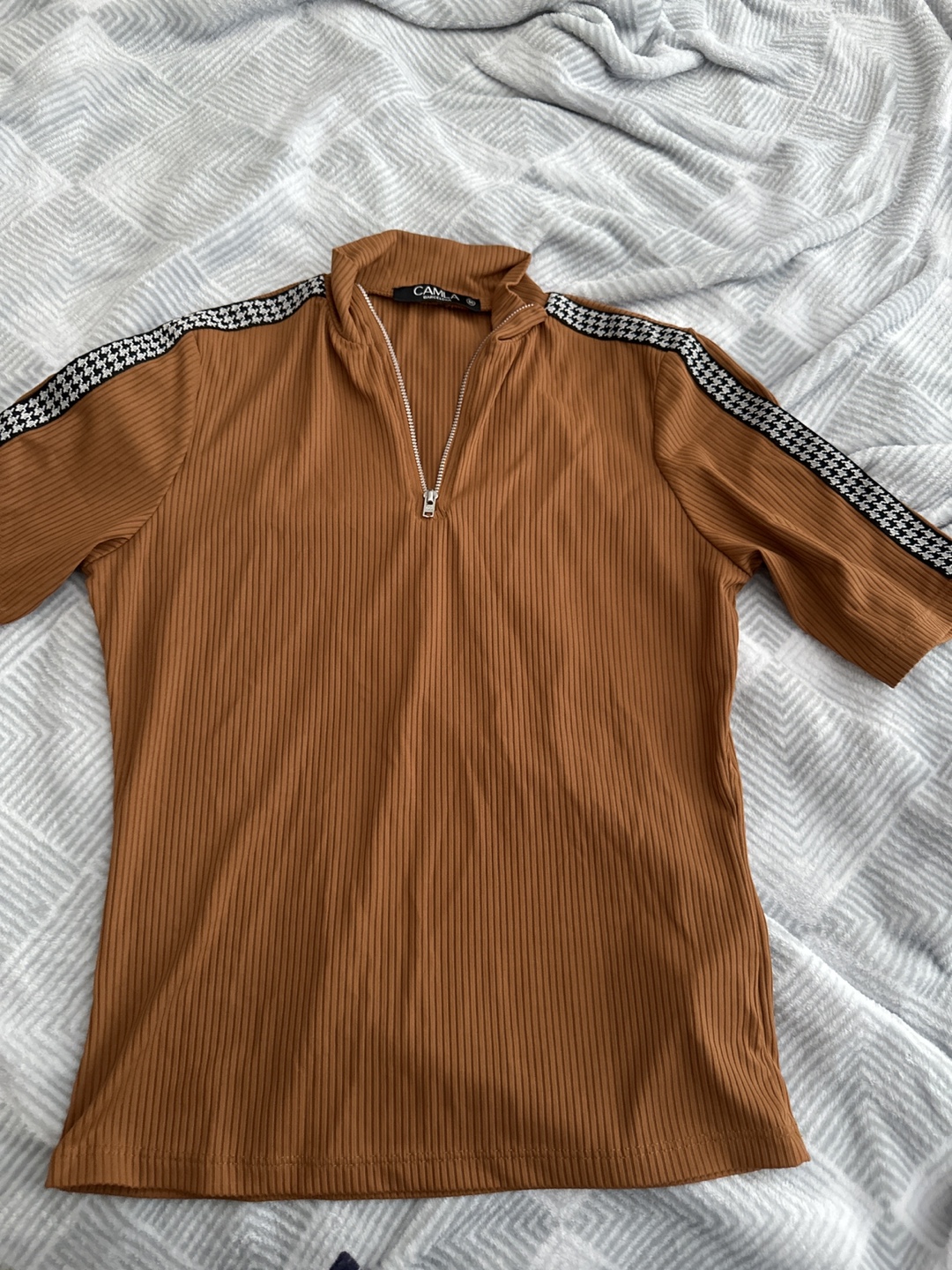 CAMLA Brown Ribbed Top