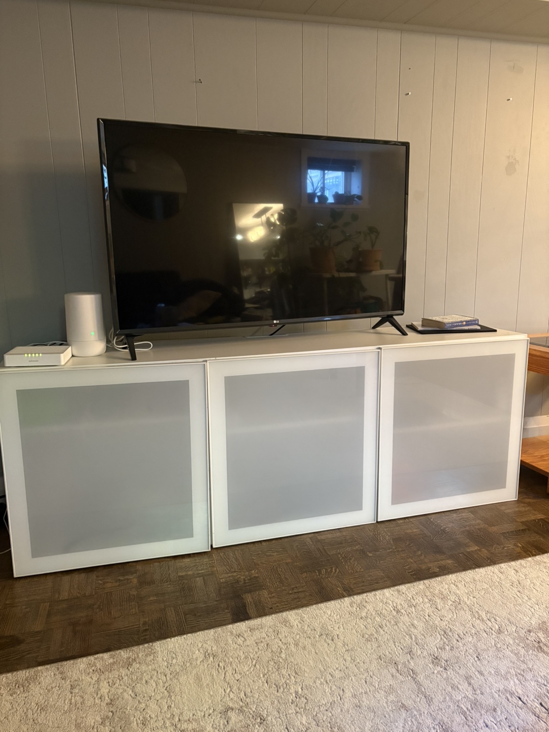 Modern white ikea besta TV console