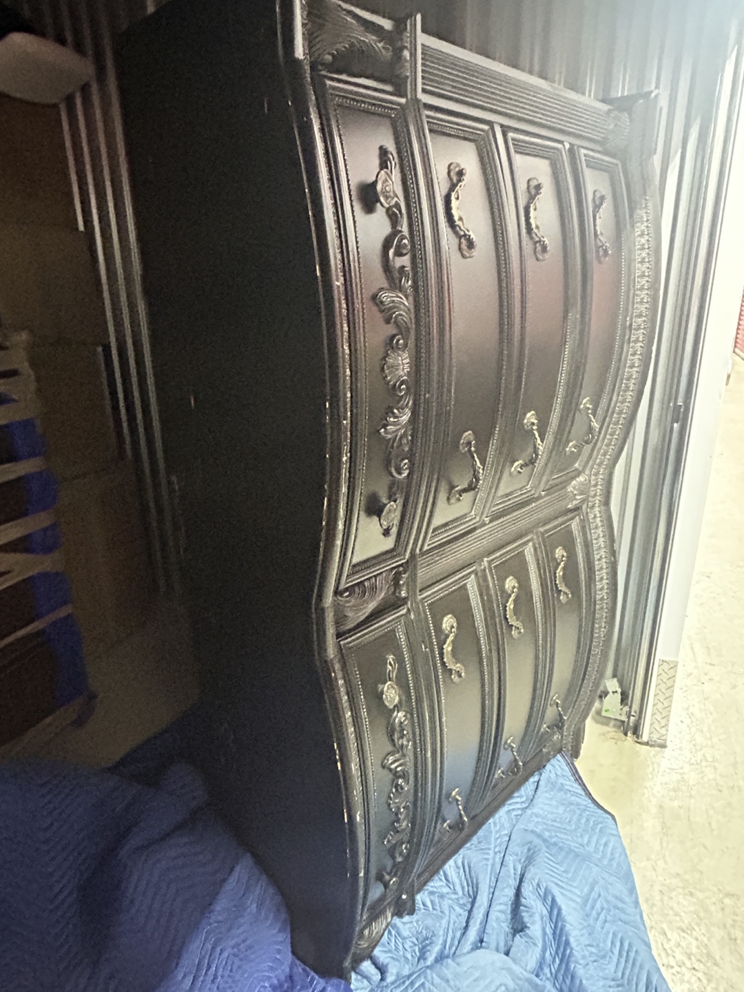 Large Black Dresser With Ornate Details - photo 2