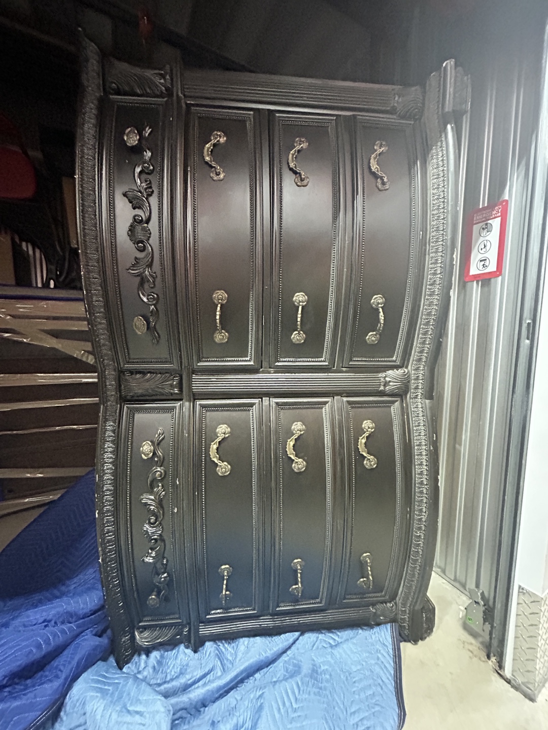 Large Black Dresser With Ornate Details - photo 3