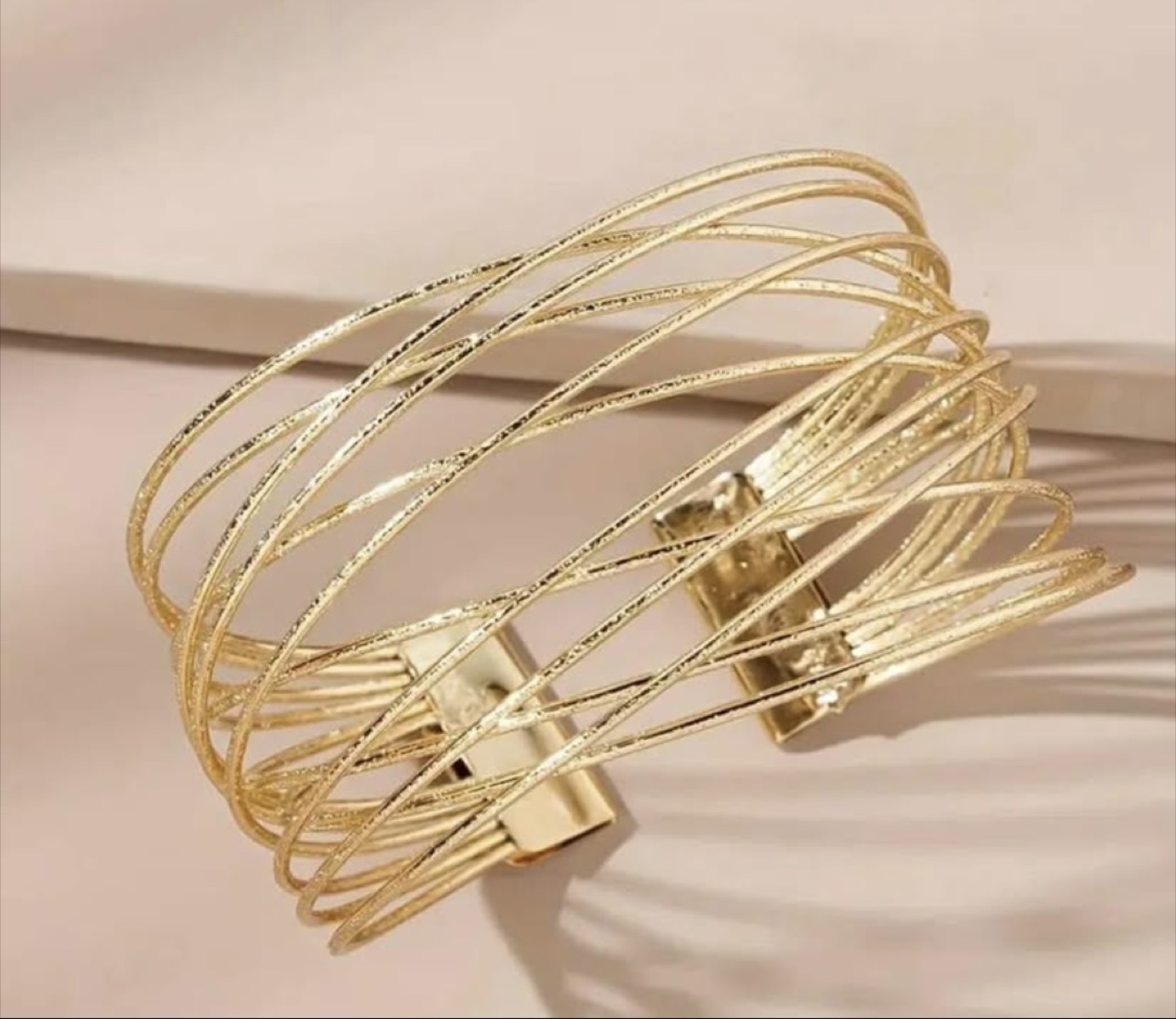 Golden Woven Cuff Bracelet - One Size