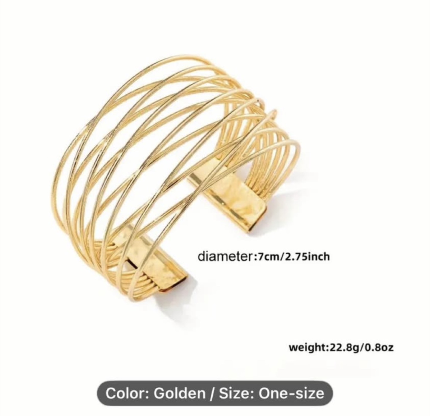 Golden Woven Cuff Bracelet - One Size - photo 3