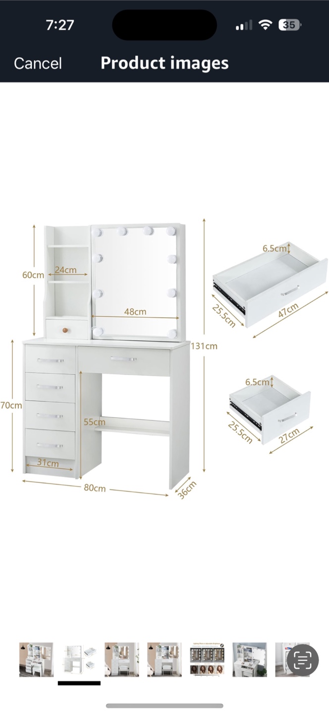 White Vanity Table With Lighted Mirror - photo 3