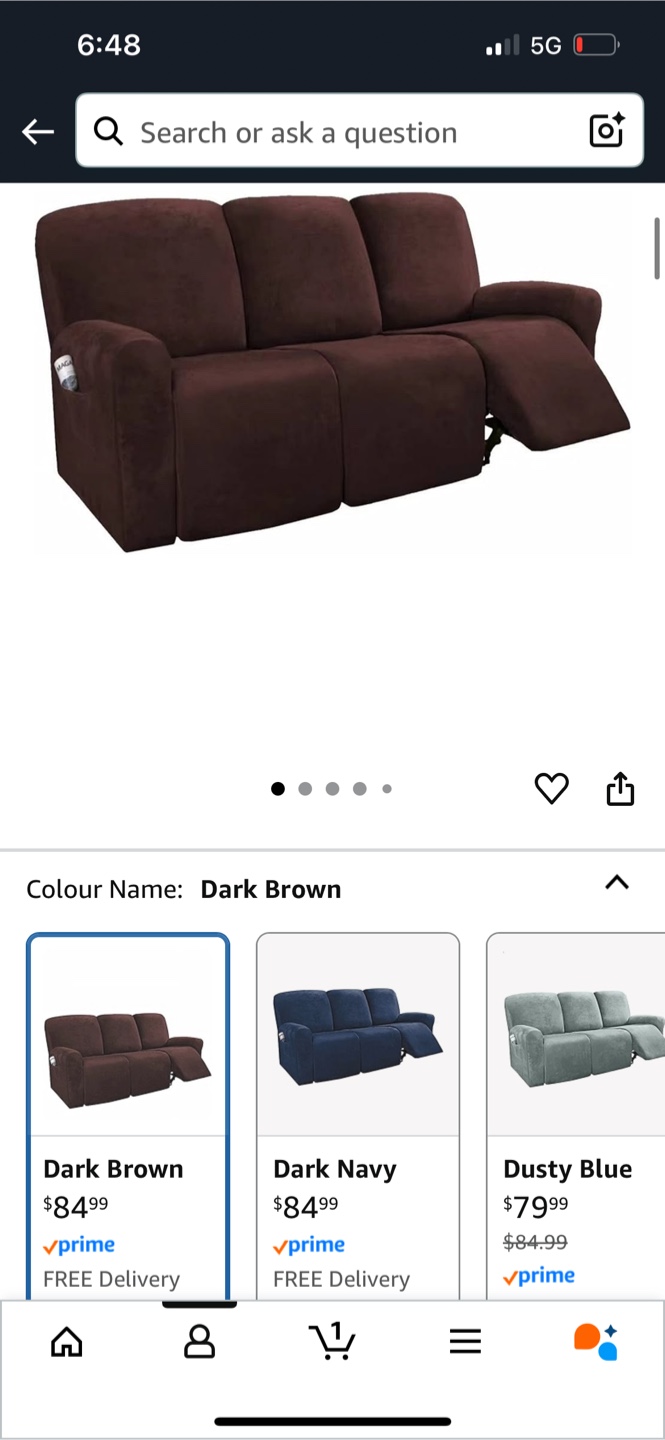 Dark Brown Sofa Cover Recliner 6 pieces🥕
