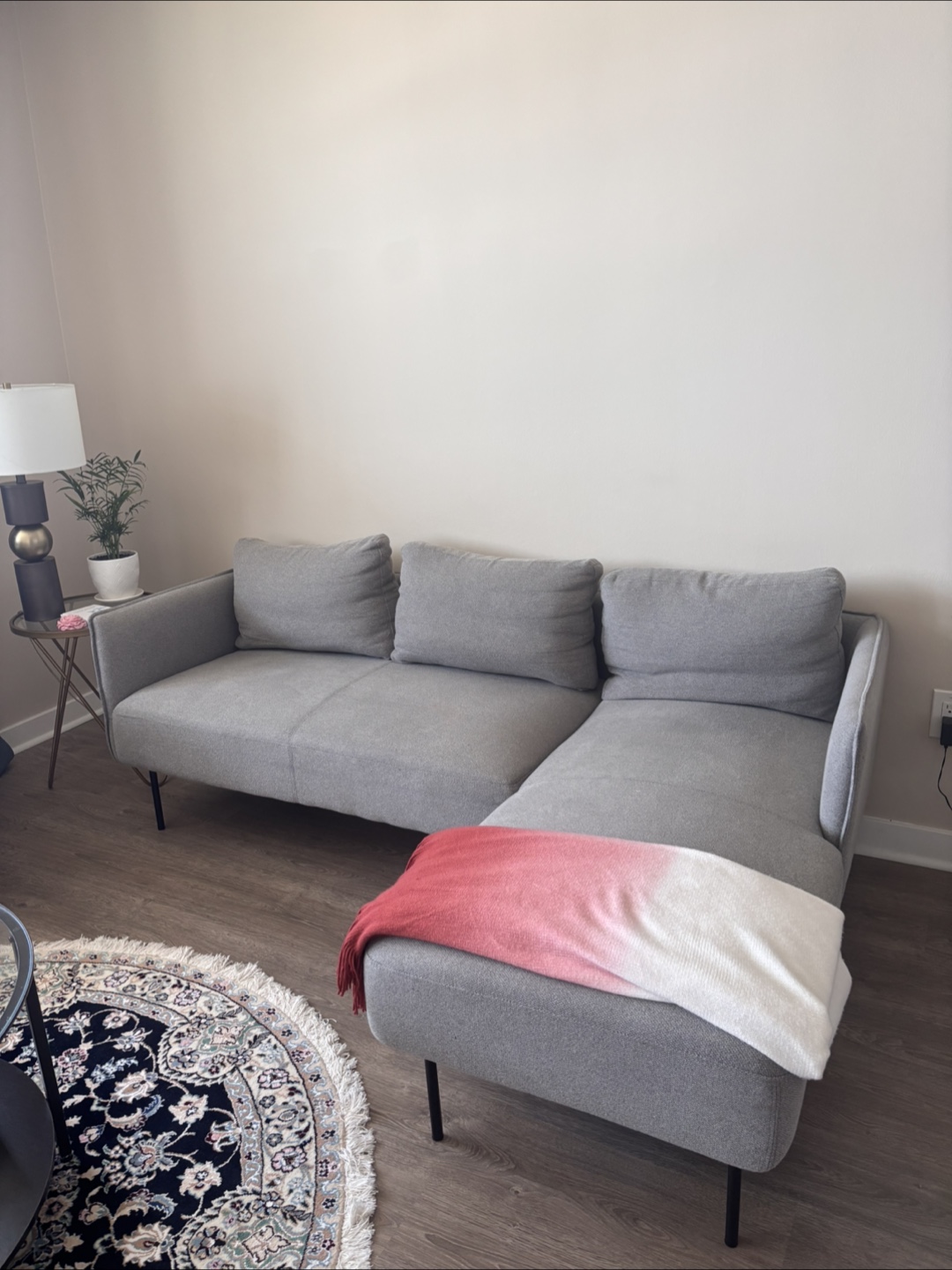 Grey Sectional Sofa + coffee table + office chair - photo 2